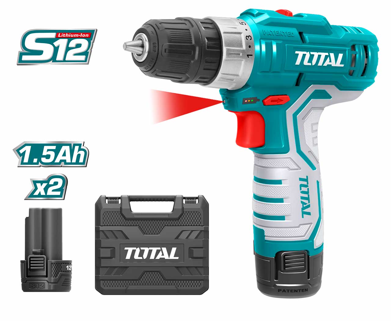 Total Li-ion Cordless Drill With 2batteries